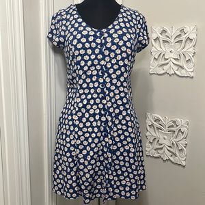 Band of Gypsies Blue Floral Button Dress